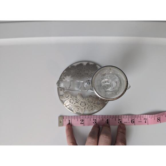 Vintage Fostoria Baroque Taper Candlestick Holder Floral Etched Base 1940's - Picture 6 of 7